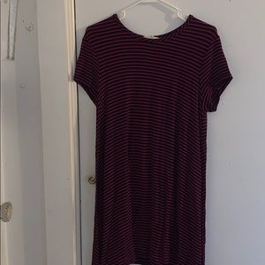 magenta and navy striped dress